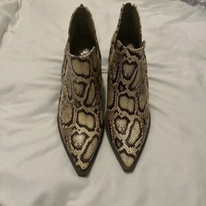 Vince Camuto Beige and Brown Patterned Heeled Boots